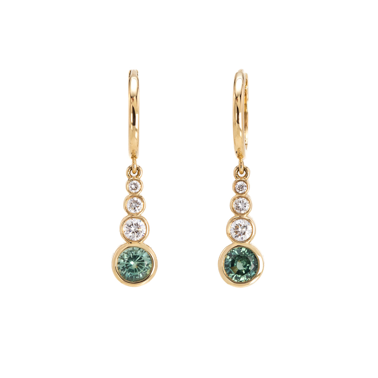 Green Sapphire and Diamond Droplet Earrings