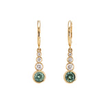 Green Sapphire and Diamond Droplet Earrings