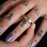 Opalescent Moss Green Sapphire Memories Ring in Gold with Diamonds