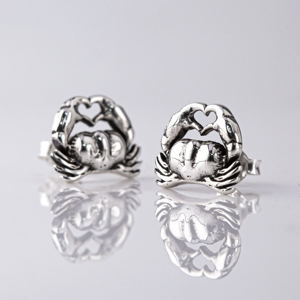 Crab Romance studs in Sterling Silver