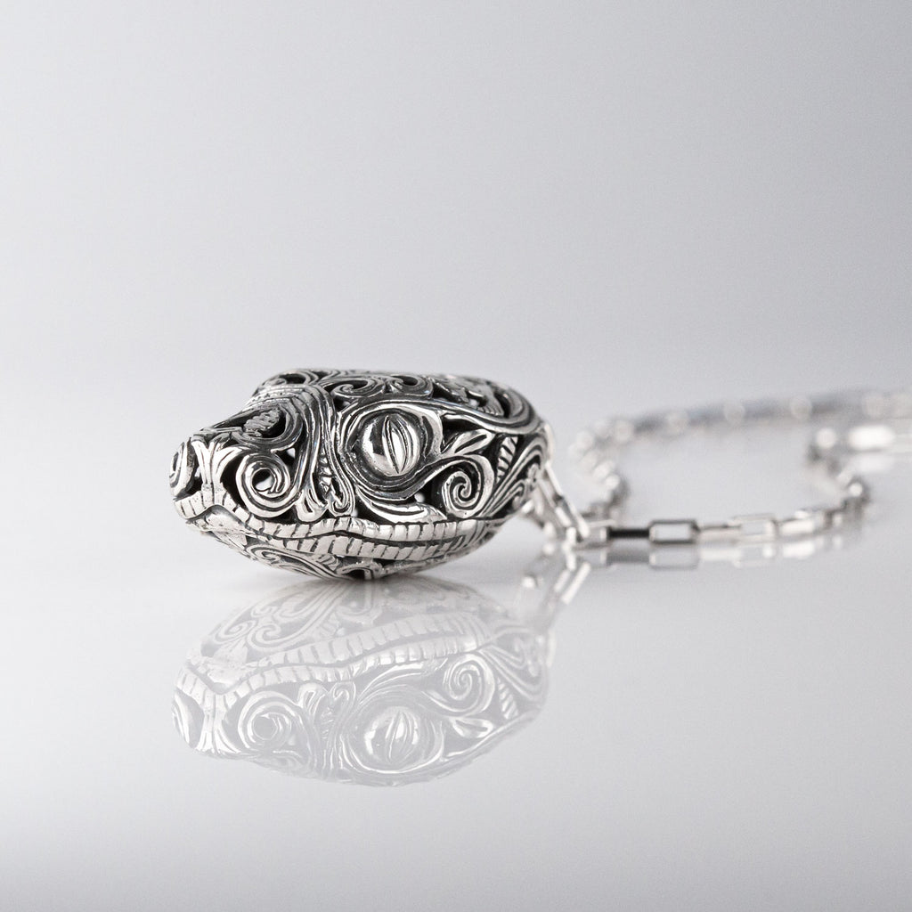 Mexican Snake Head Pendant in Sterling Silver