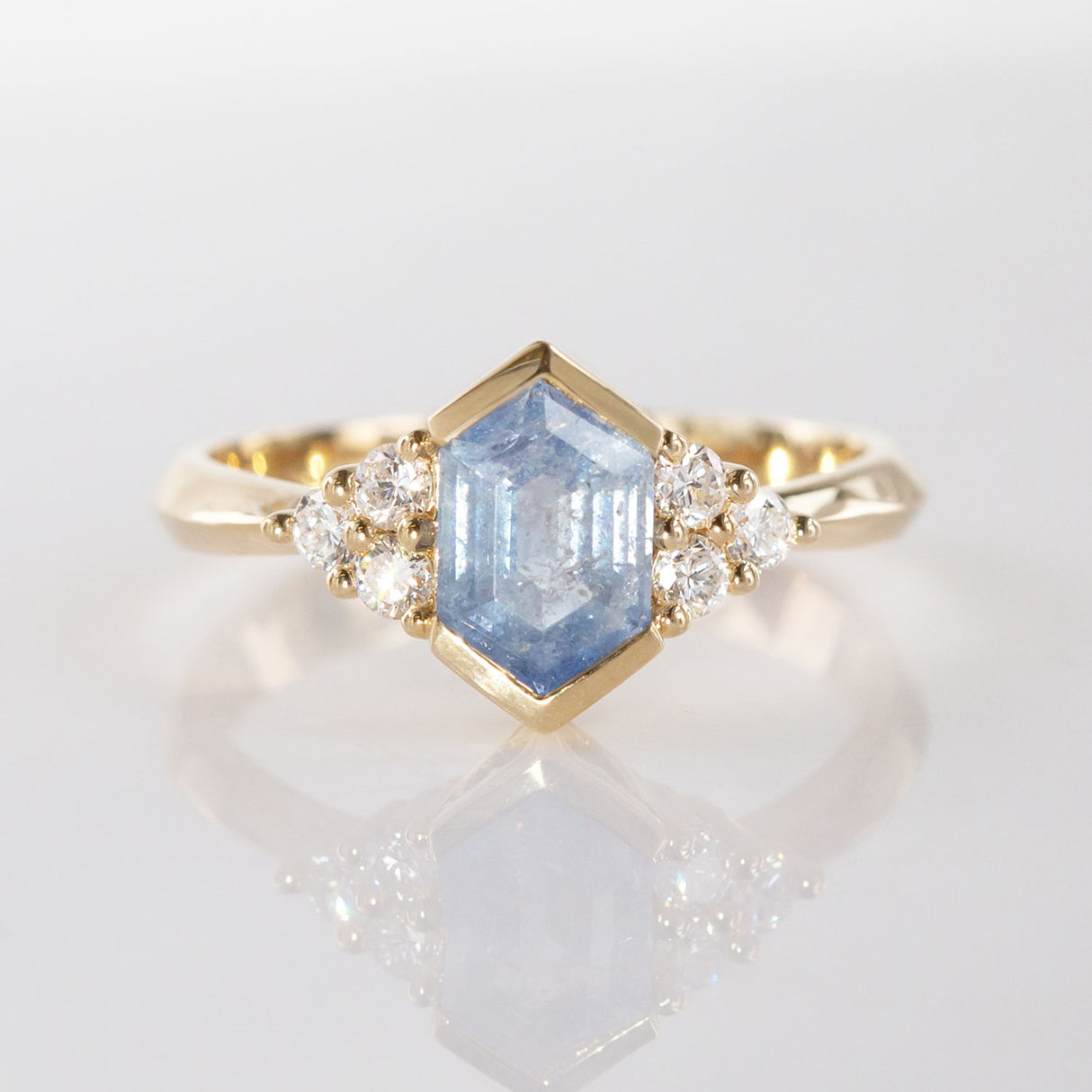 1.50 carat Misty Blue Sapphire and Diamond Lady of the Lake ring in 9 carat Gold