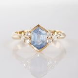 1.50 carat Misty Blue Sapphire and Diamond Lady of the Lake ring in 9 carat Gold