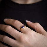 1.41 carat Purple Sapphire Octagonal Signet ring in 9 carat Gold