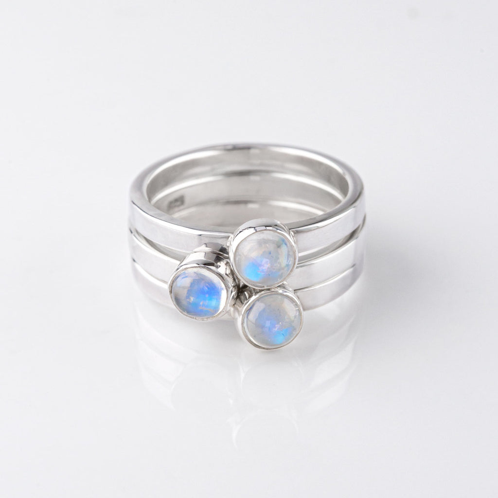 3 Muses Ring with Rainbow Moonstone
