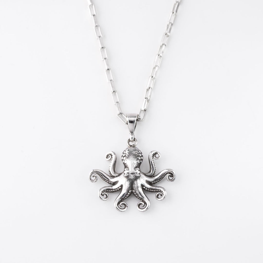 Kraken Octopus Charm Pendant in Sterling Silver