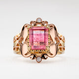 Pink Tourmaline Tequila Sunrise Gold Ring