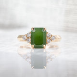 Lady of the Lake ring with Pounamu & Diamonds in Yellow Gold or Platinum