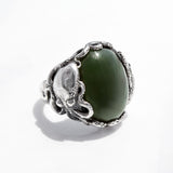 Pounamu Twin Octopus ring in Sterling Silver