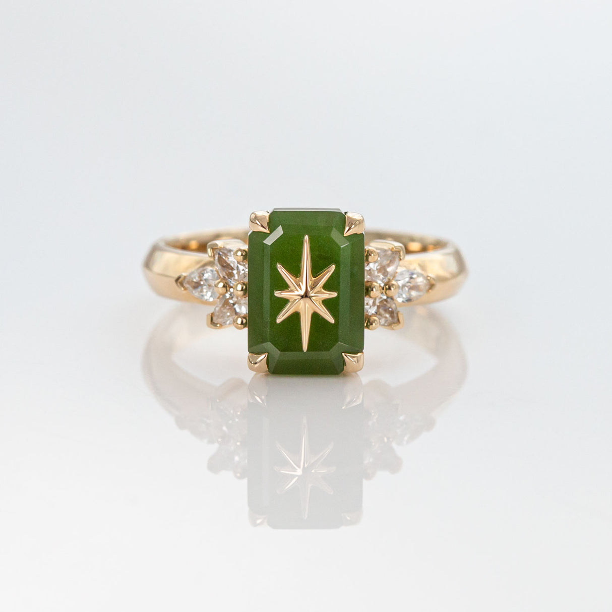 Pounamu Starlight Orchard Diamond ring in Gold or Platinum