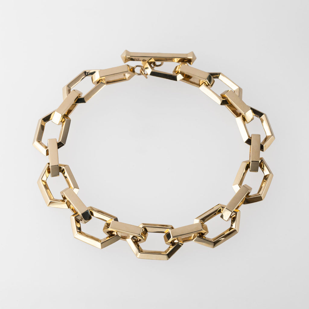 Solid Hex Bracelet in 9 carat Yellow Gold