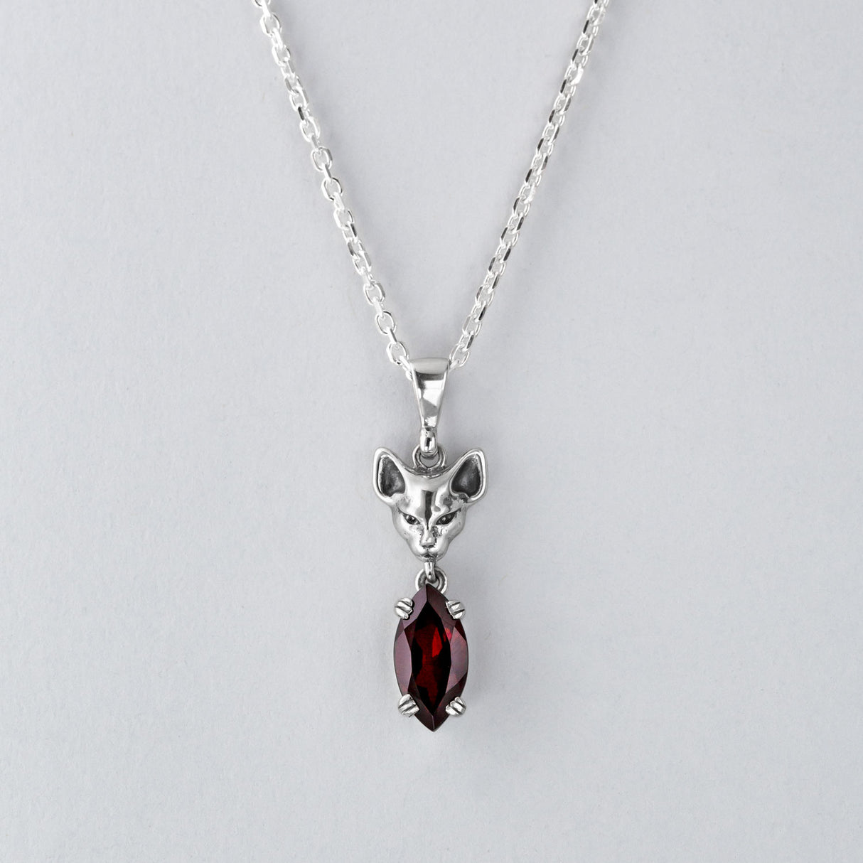 Salem Cat Garnet Drop Pendant