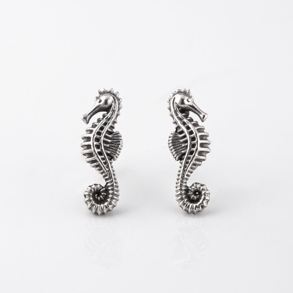 Seahorse Stud Earrings in Sterling Silver