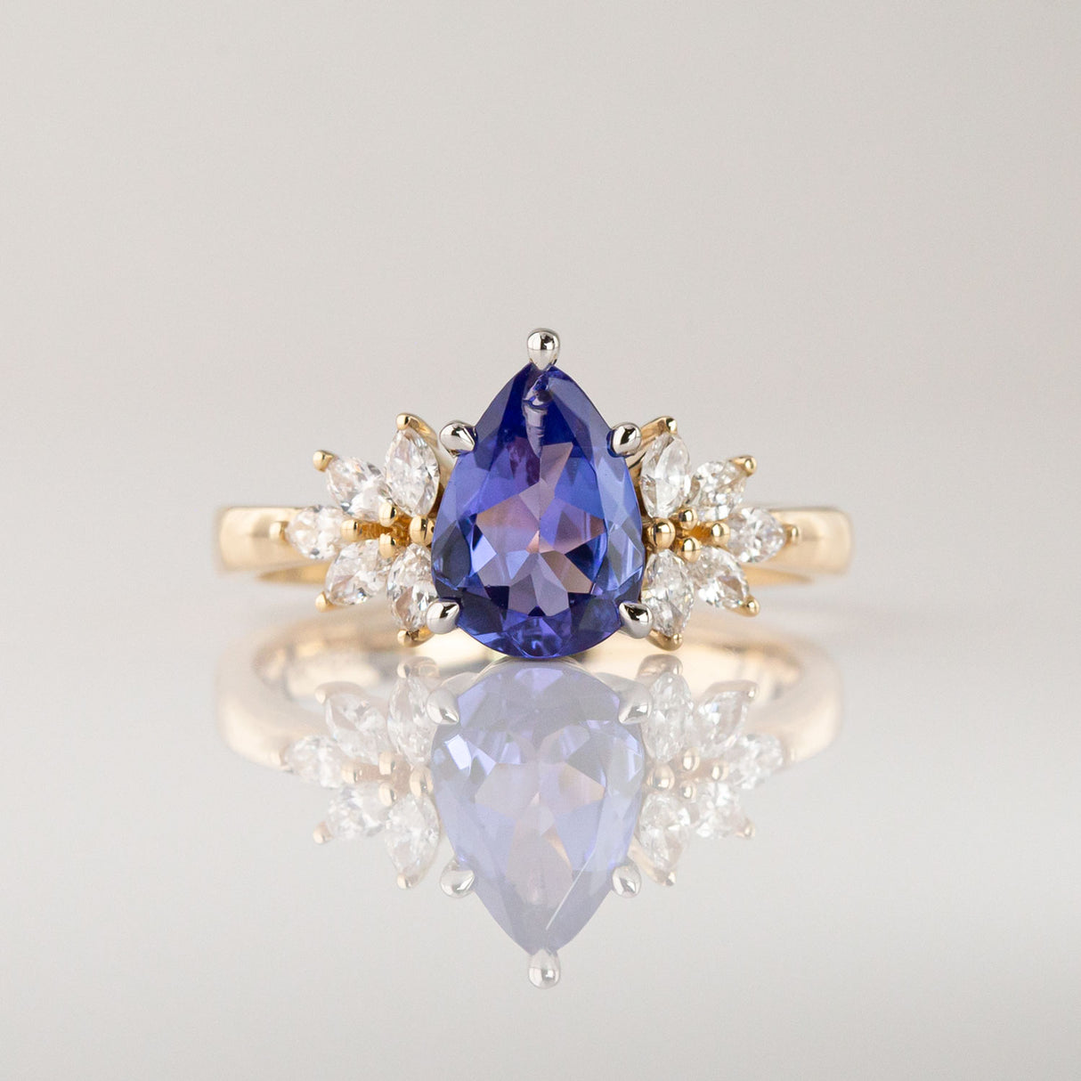 Tanzanite and Diamond Snow Queen ring in 14ct Gold and Platinum