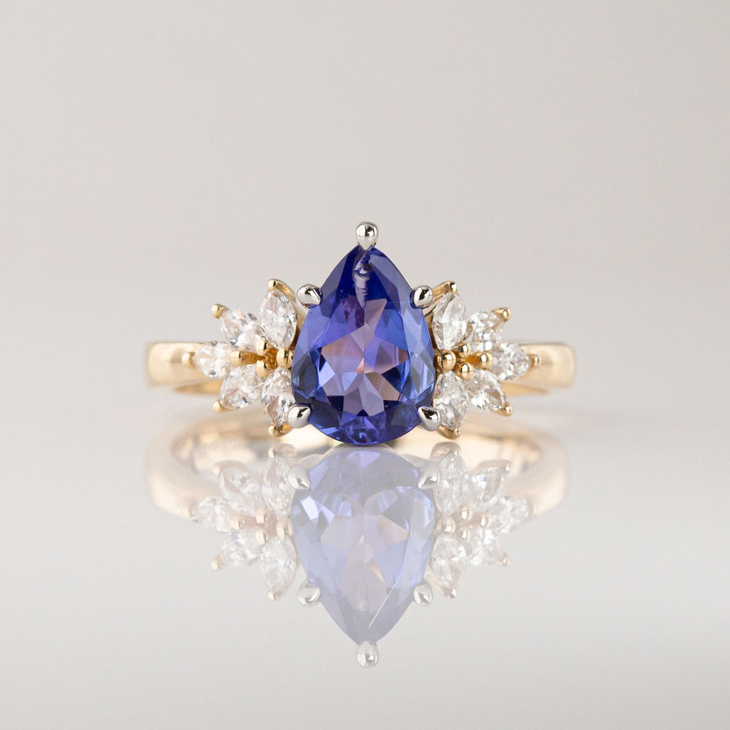 Tanzanite and Diamond Snow Queen ring in 14ct Gold and Platinum