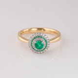 Baby UFO ring with Emeralds and Diamonds in Platinum and 18 carat Gold