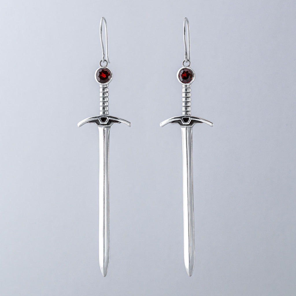 Garnet Sacred Blades Earrings