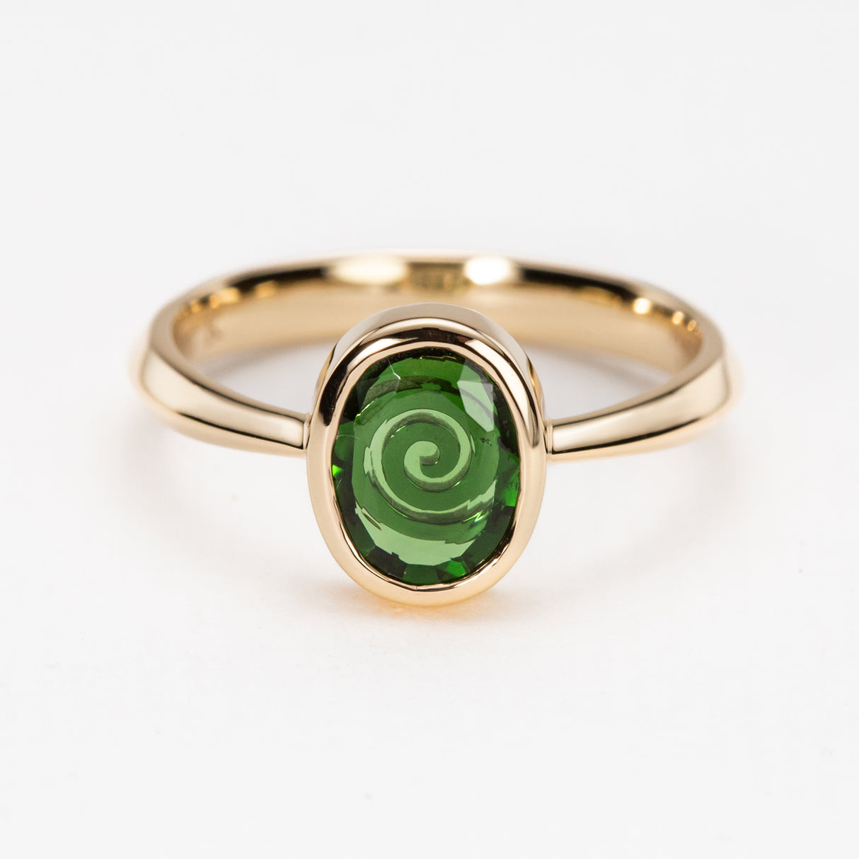 Green Tourmaline Spiral Ring
