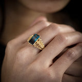 2.50 carat Fade to Black Tourmaline Seahorse Reflection ring in 9 carat Gold