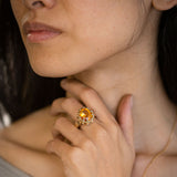 6.80 carat Citrine Royal Diadem ring with Diamonds in 9 carat Gold