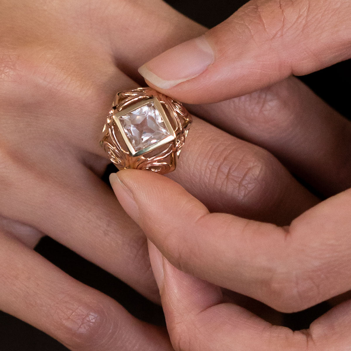 Midsummer Night's Dream ring with Pink Topaz in 9 carat Pink and Yellow Gold