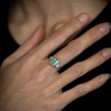 2.02 carat Blue to Green Tourmaline Kiss Kiss ring in Platinum and 9 carat Gold