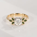 1.18 carat Diamond Blossom ring with Pounamu in 18 carat Gold and Platinum