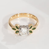 1.18 carat Diamond Blossom ring with Pounamu in 18 carat Gold and Platinum