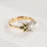 1.18 carat Diamond Blossom ring with Pounamu in 18 carat Gold and Platinum