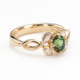 Forest Green Sapphire Nymphia Ring