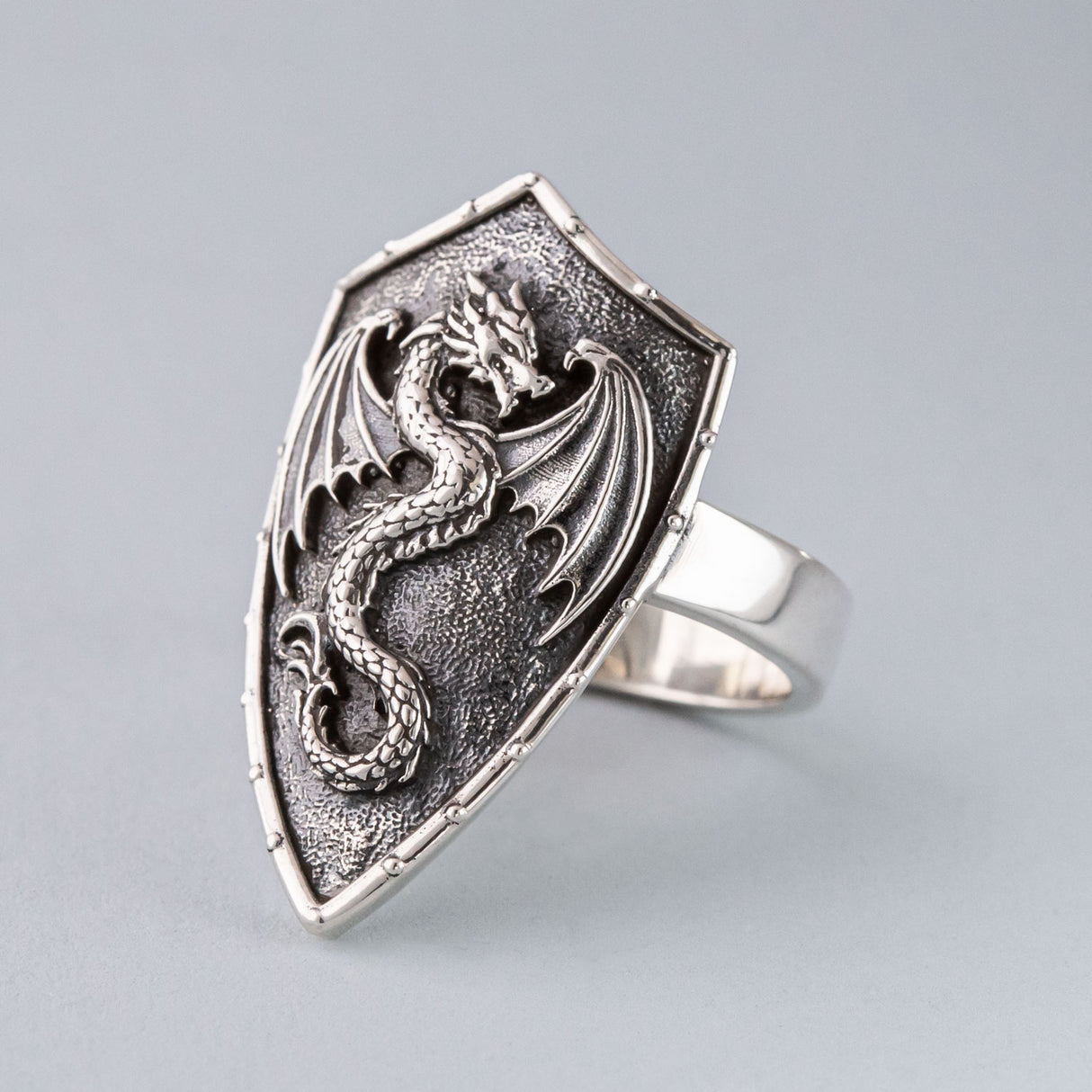 Dragon Shield ring in Sterling Silver