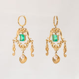 Emerald Underwater Chandelier earrings in 9 carat Gold