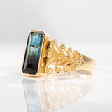 2.50 carat Fade to Black Tourmaline Seahorse Reflection ring in 9 carat Gold