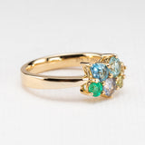 Fallen Leaves Ring with Sapphire & Emerald