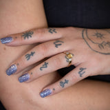 Glittery Rutile Quartz Memories Ring in Gold with Diamonds