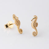 Seahorse Stud Earrings in Solid Gold