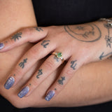 Opalescent Moss Green Sapphire Memories Ring in Gold with Diamonds