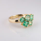 Ice Green Emerald Cluster ring in 9 carat Gold