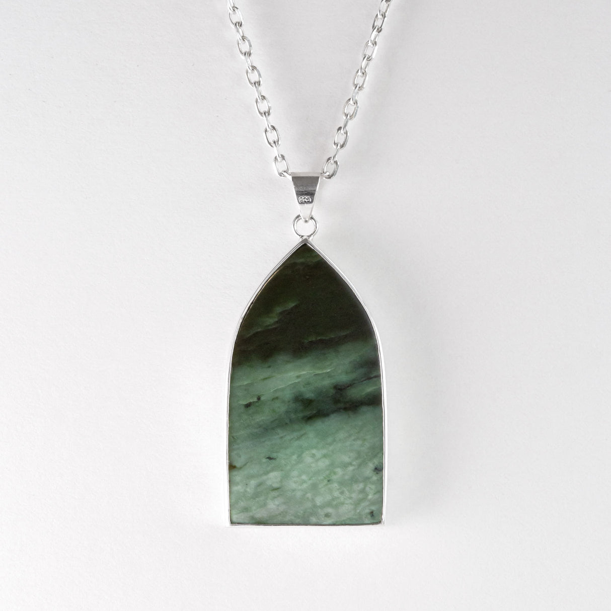 Gothic Pendant in Sterling Silver with Pounamu