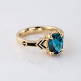 Robin Hood ring with London Blue Topaz in 9 carat Gold