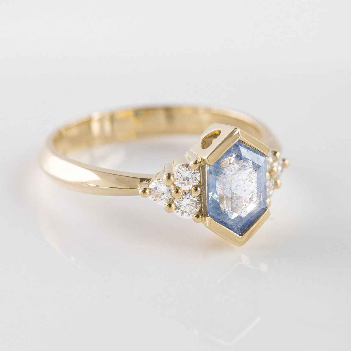 1.50 carat Misty Blue Sapphire and Diamond Lady of the Lake ring in 9 carat Gold