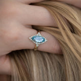 1.94 carat Aquamarine and Diamond Starlight ring in 9 carat Gold and Platinum