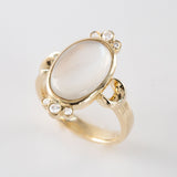 The Moon Queen Ring with White Moonstone and Diamonds in 9 carat Gold