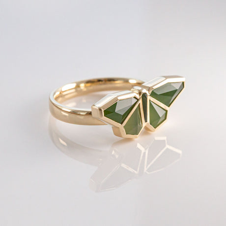 Pounamu Origami Butterfly ring in Yellow Gold or Platinum