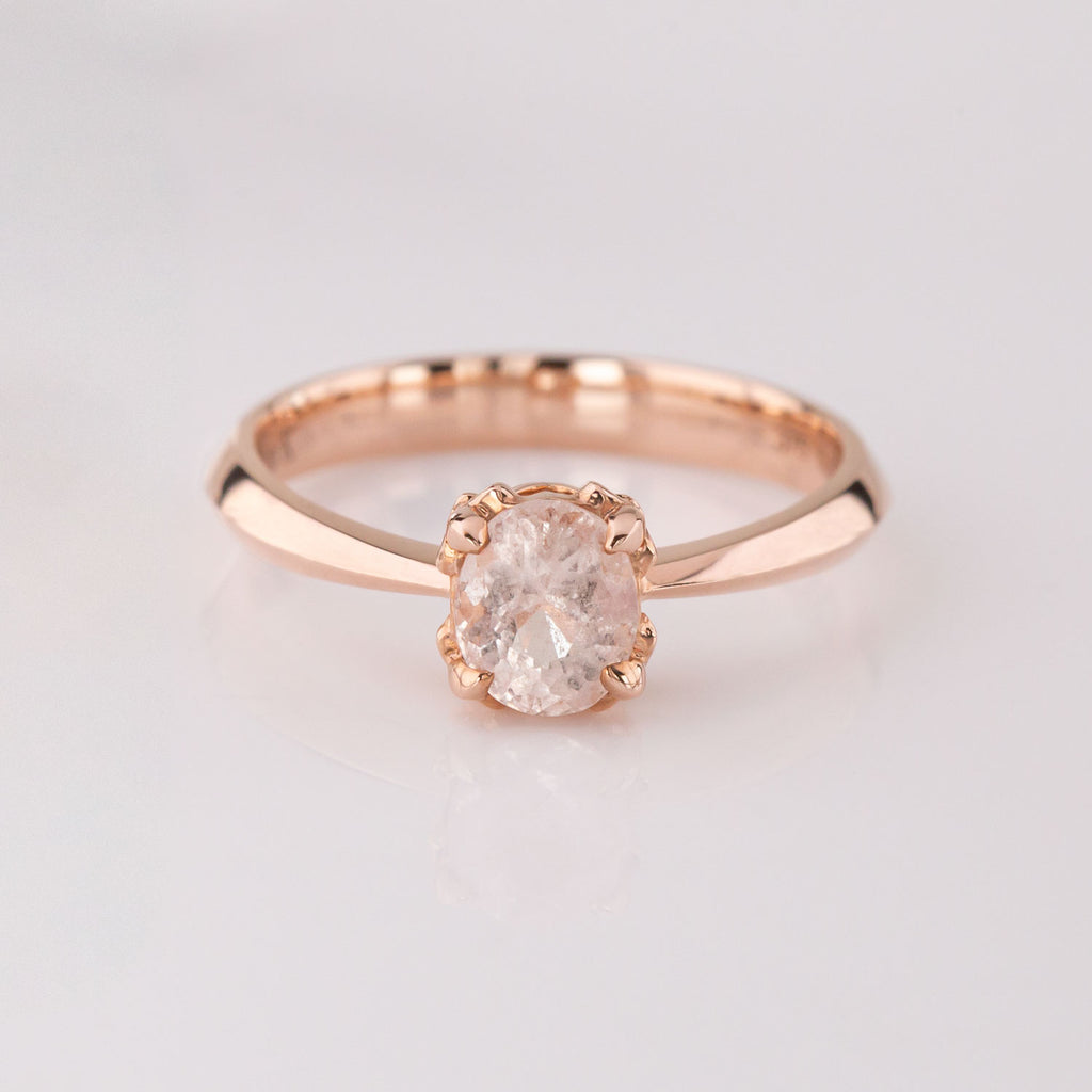 Morganite Sweetheart ring in 9 carat Rose Gold