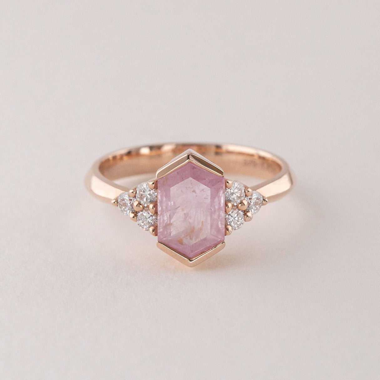 Candyfloss ring with Pink Sapphire and Diamonds in 9 carat Pink Gold