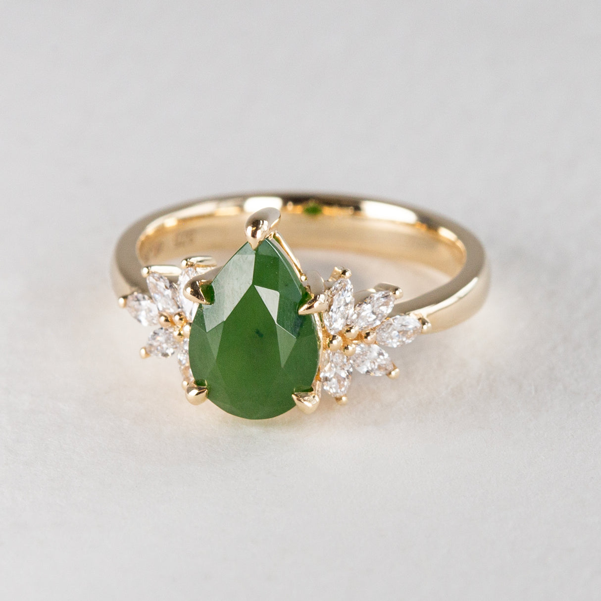 Fern Queen Ring with Pounamu & Diamonds