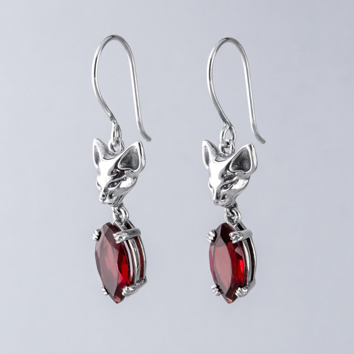 Salem Cat Garnet Drop Earrings