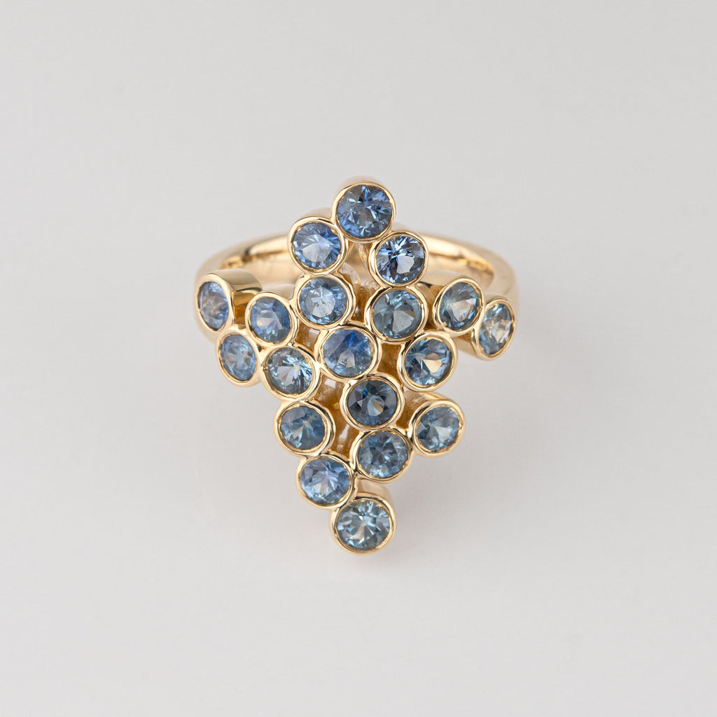 Sapphire Bubbles ring in 9 carat Gold