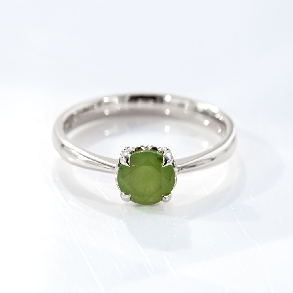 Baby Dewdrop ring with Pounamu in Sterling Silver